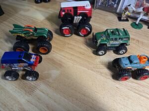 Lot of 5 Monster Trucks Tonka Fire Truck Dragon Patrol Guard Auto Work Toys